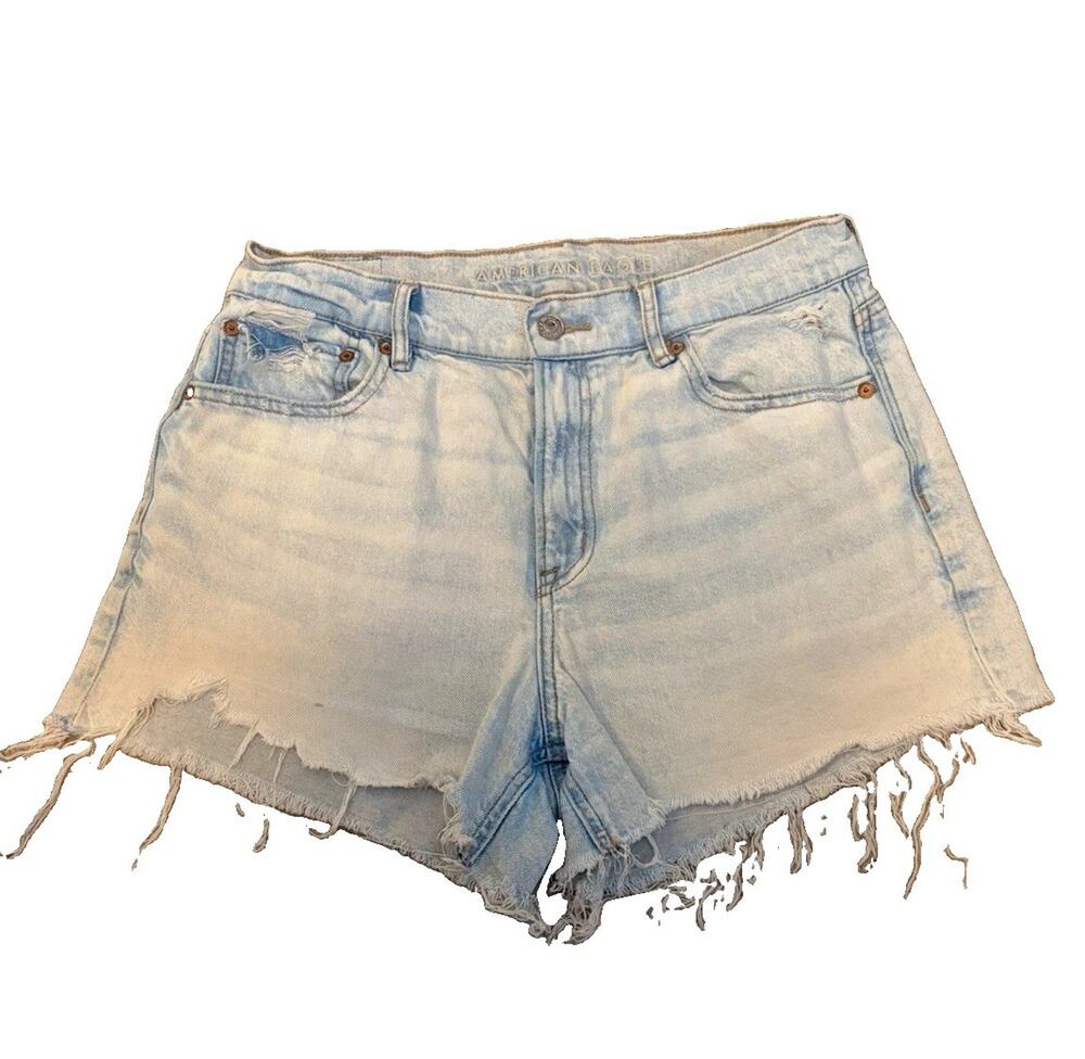 American Eagle Strigid Relaxed Sz 8 Light Wash Mid Rise 5-Pocket Cutoff Shorts